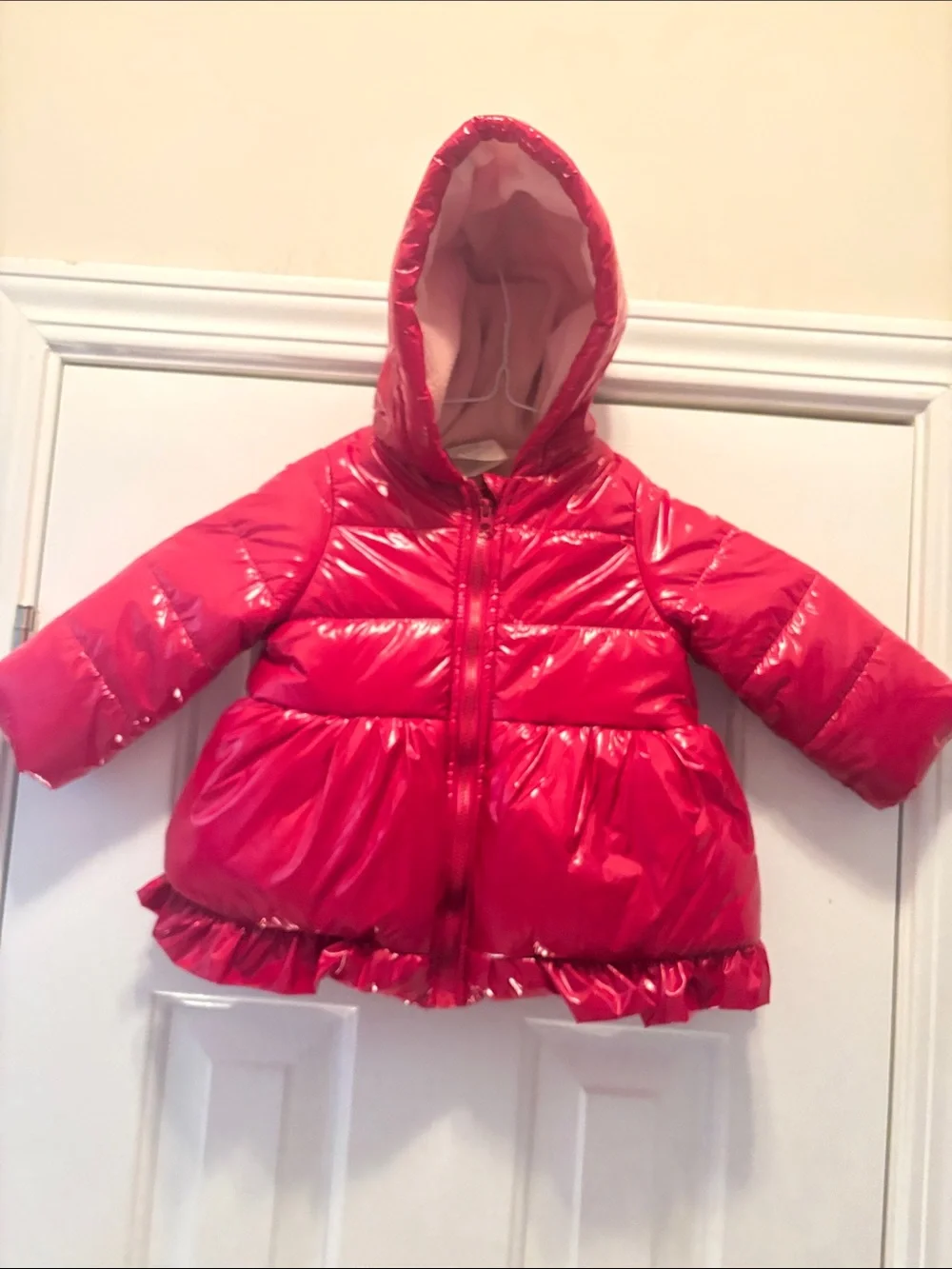 NWOT First Impressions Shiny Red Hooded Puffer Coat